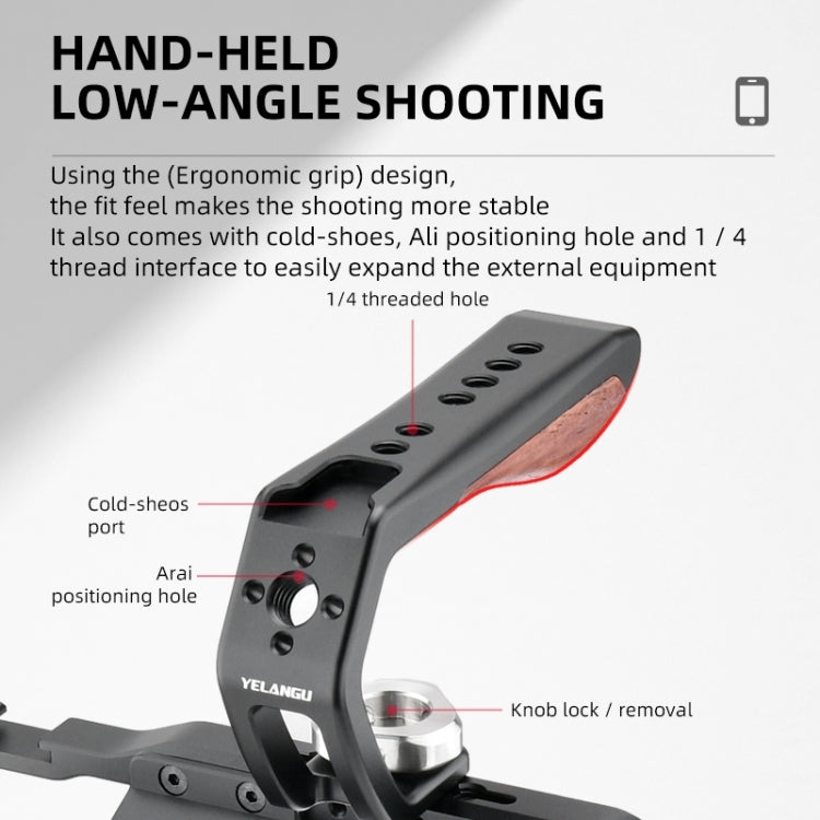YELANGU LW-B01-3 Handheld Video Stabilizer ที่จับด้านบนรองเท้าเย็นสำหรับ LW-B01 กรง, LW-B01-3