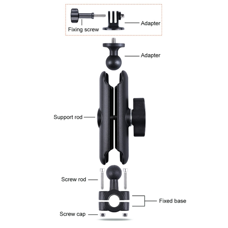 25 มม.Ballhead รถที่นั่งด้านหน้าHandlebar FIXED Mount Holderพร้อมอะแดปเตอร์ขาตั้งกล้องและสกรูสำหรับGoPro Hero11 สีดำ / HERO10 สีดำ /9 สีดำ /8 สีดำ /7 /6 /5 /5 เซสชัน /4 เซสชัน /4 /3+ /3 /2 /1, DJI Osmo Action และกล้องแอคชั่นอื่นๆ, 25mm 22cm