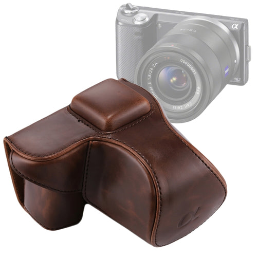 กระเป๋าใส่กล้องหนัง PU แบบเต็มตัวพร้อมสายคล้องสำหรับ Sony NEX 5N / 5R / 5T (เลนส์ 16-50 มม. / 18-55 มม.), For Sony NEX 5N