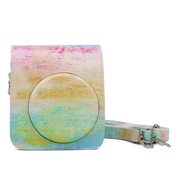 ภาพวาดสีน้ำมันสีรุ้งรูปแบบหนัง PU ป้องกันกระเป๋ากล้องสำหรับกล้อง FUJIFILM Instax Mini70, Rainbow Oil painting
