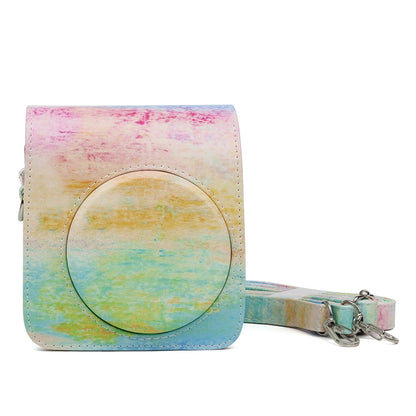 ภาพวาดสีน้ำมันสีรุ้งรูปแบบหนัง PU ป้องกันกระเป๋ากล้องสำหรับกล้อง FUJIFILM Instax Mini70, Rainbow Oil painting
