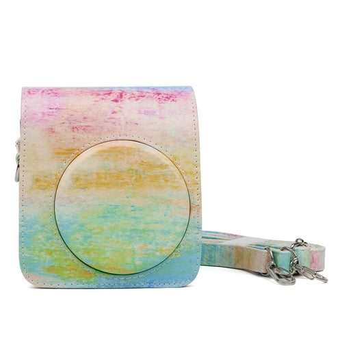 ภาพวาดสีน้ำมันสีรุ้งรูปแบบหนัง PU ป้องกันกระเป๋ากล้องสำหรับกล้อง FUJIFILM Instax Mini70, Rainbow Oil painting