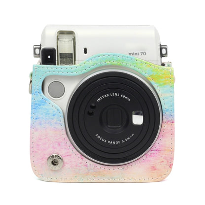 ภาพวาดสีน้ำมันสีรุ้งรูปแบบหนัง PU ป้องกันกระเป๋ากล้องสำหรับกล้อง FUJIFILM Instax Mini70, Rainbow Oil painting