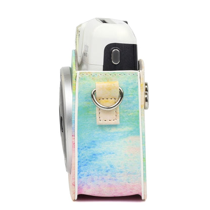 ภาพวาดสีน้ำมันสีรุ้งรูปแบบหนัง PU ป้องกันกระเป๋ากล้องสำหรับกล้อง FUJIFILM Instax Mini70, Rainbow Oil painting