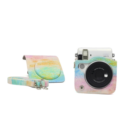 ภาพวาดสีน้ำมันสีรุ้งรูปแบบหนัง PU ป้องกันกระเป๋ากล้องสำหรับกล้อง FUJIFILM Instax Mini70, Rainbow Oil painting
