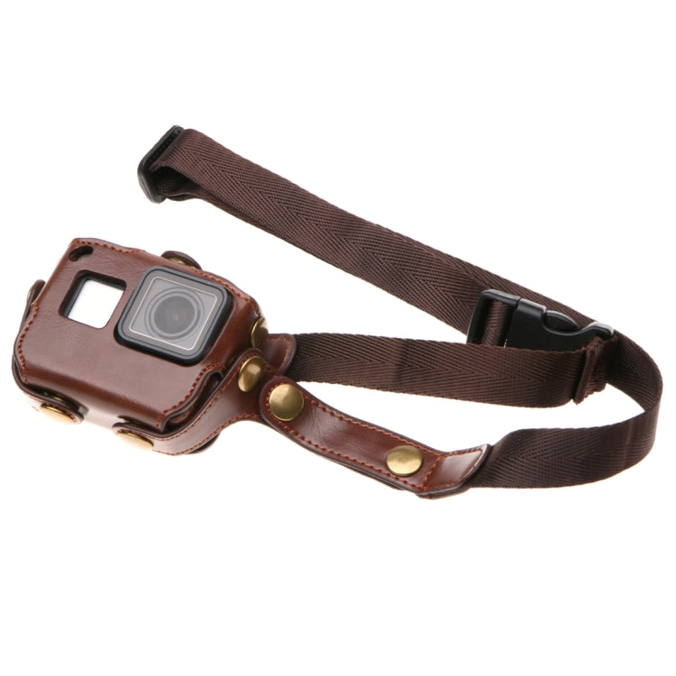 สำหรับ GoPro HERO7 Black / 6/5 เคสหนัง PU พร้อมสายคล้องคอและปุ่ม, PU Leather (Brown), PU Leather (Coffee), PU Leather (Black)