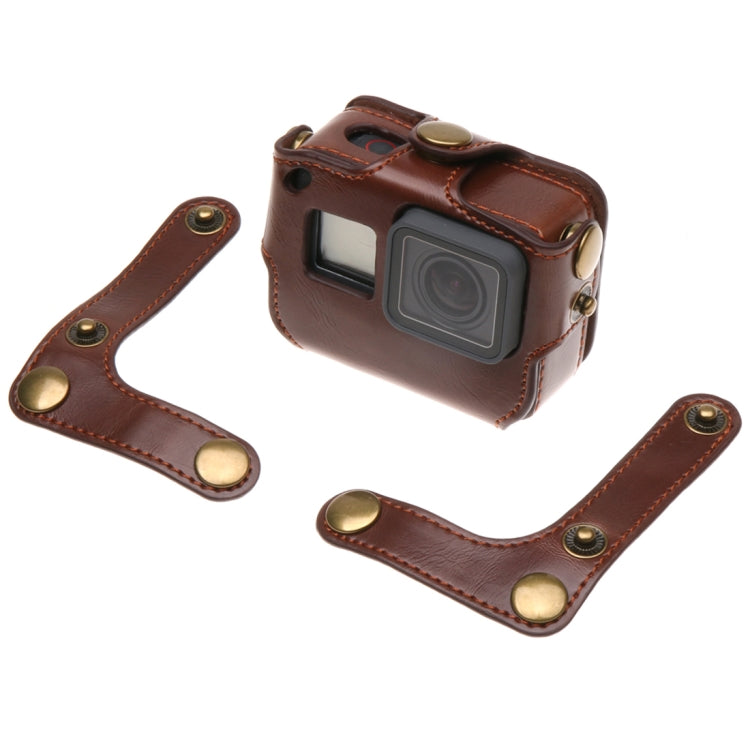 สำหรับ GoPro HERO7 Black / 6/5 เคสหนัง PU พร้อมสายคล้องคอและปุ่ม, PU Leather (Brown), PU Leather (Coffee), PU Leather (Black)