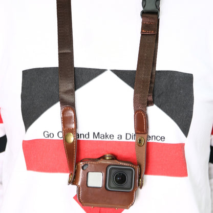 สำหรับ GoPro HERO7 Black / 6/5 เคสหนัง PU พร้อมสายคล้องคอและปุ่ม, PU Leather (Brown), PU Leather (Coffee), PU Leather (Black)