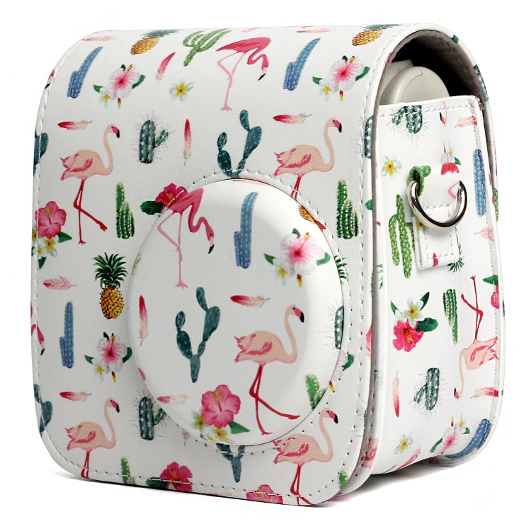 Flamingo Cactus Pattern หนัง PU ป้องกันกระเป๋ากล้องสำหรับกล้อง FUJIFILM Instax Mini 7S / 7C, Flamingo Cactus