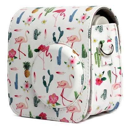Flamingo Cactus Pattern หนัง PU ป้องกันกระเป๋ากล้องสำหรับกล้อง FUJIFILM Instax Mini 7S / 7C, Flamingo Cactus