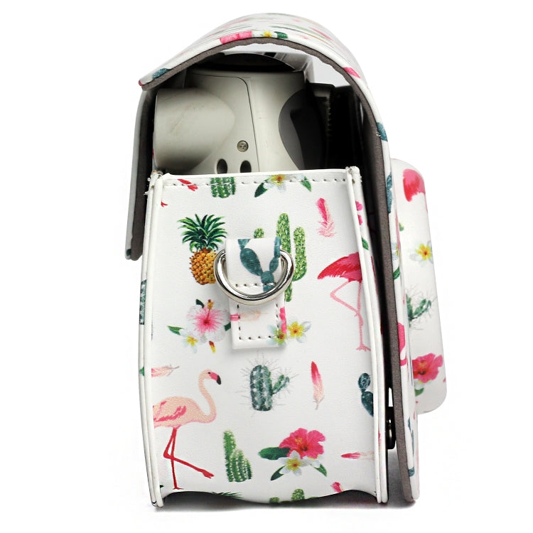 Flamingo Cactus Pattern หนัง PU ป้องกันกระเป๋ากล้องสำหรับกล้อง FUJIFILM Instax Mini 7S / 7C, Flamingo Cactus