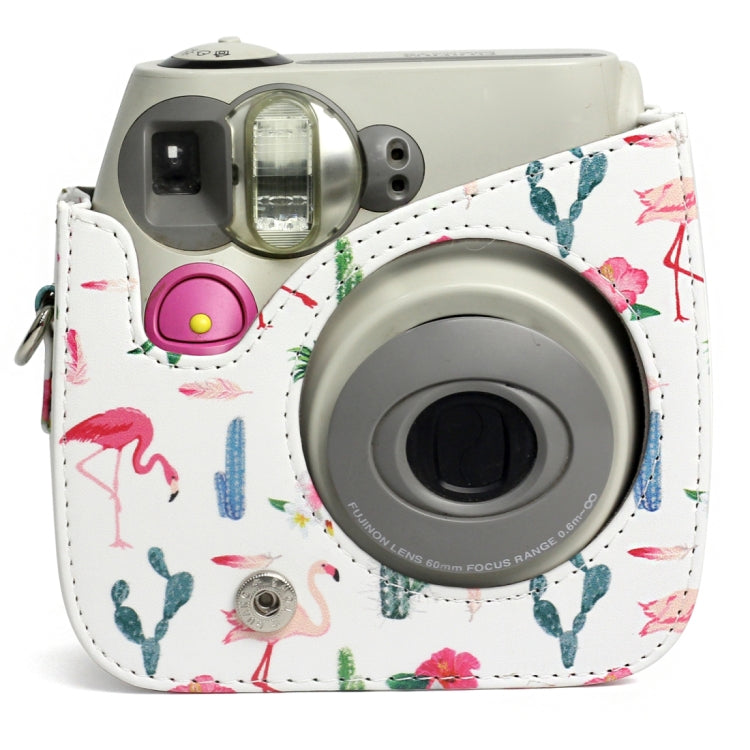 Flamingo Cactus Pattern หนัง PU ป้องกันกระเป๋ากล้องสำหรับกล้อง FUJIFILM Instax Mini 7S / 7C, Flamingo Cactus