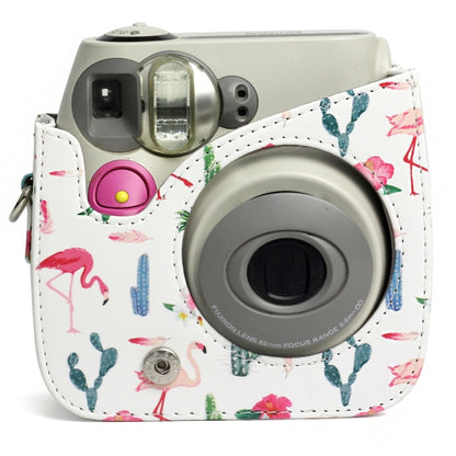 Flamingo Cactus Pattern หนัง PU ป้องกันกระเป๋ากล้องสำหรับกล้อง FUJIFILM Instax Mini 7S / 7C, Flamingo Cactus