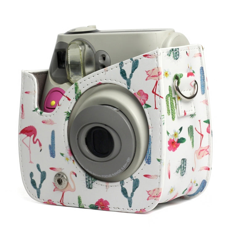 Flamingo Cactus Pattern หนัง PU ป้องกันกระเป๋ากล้องสำหรับกล้อง FUJIFILM Instax Mini 7S / 7C, Flamingo Cactus