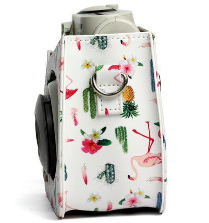 Flamingo Cactus Pattern หนัง PU ป้องกันกระเป๋ากล้องสำหรับกล้อง FUJIFILM Instax Mini 7S / 7C, Flamingo Cactus