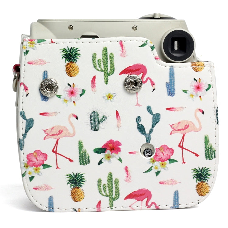Flamingo Cactus Pattern หนัง PU ป้องกันกระเป๋ากล้องสำหรับกล้อง FUJIFILM Instax Mini 7S / 7C, Flamingo Cactus