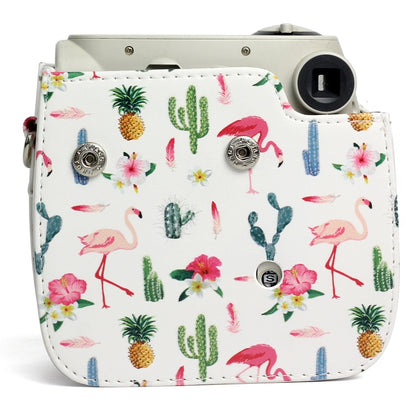 Flamingo Cactus Pattern หนัง PU ป้องกันกระเป๋ากล้องสำหรับกล้อง FUJIFILM Instax Mini 7S / 7C, Flamingo Cactus