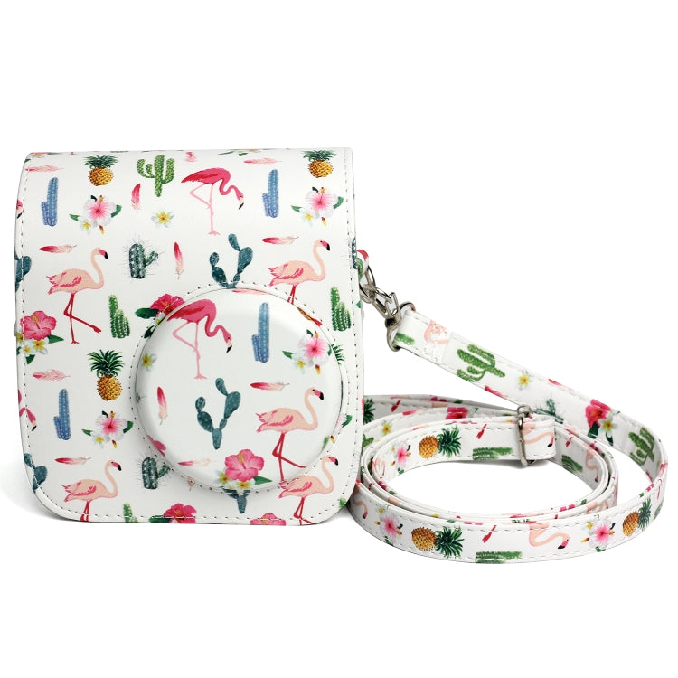 Flamingo Cactus Pattern หนัง PU ป้องกันกระเป๋ากล้องสำหรับกล้อง FUJIFILM Instax Mini 7S / 7C, Flamingo Cactus
