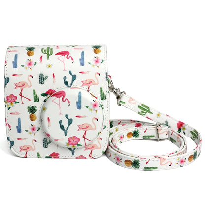 Flamingo Cactus Pattern หนัง PU ป้องกันกระเป๋ากล้องสำหรับกล้อง FUJIFILM Instax Mini 7S / 7C, Flamingo Cactus