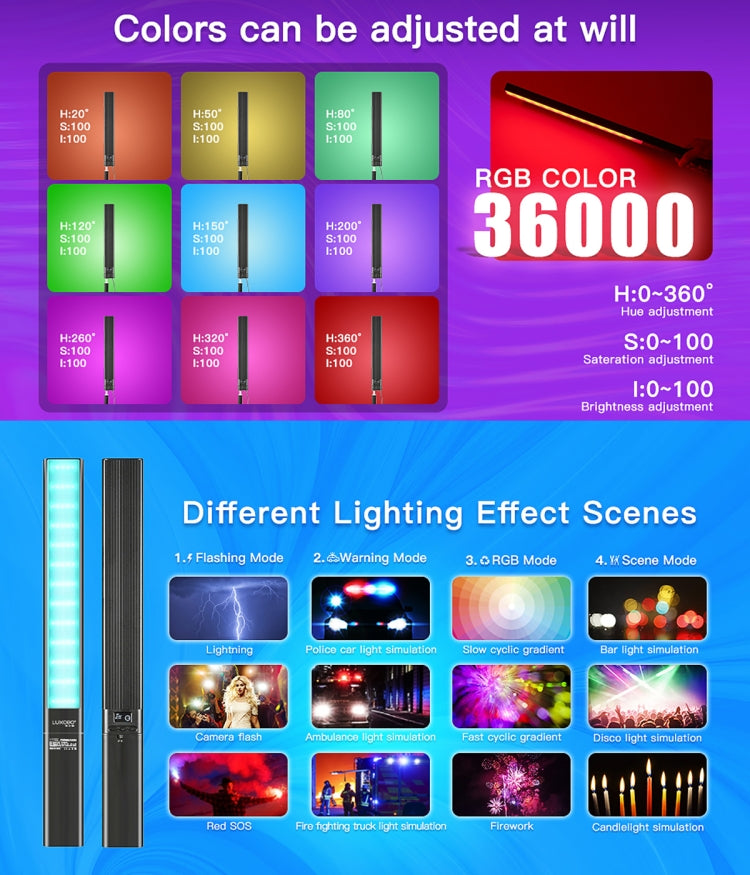 LUXCeO P6 RGB สีสัน Photo LED Stick Video Light APP มือถือควบคุมสี LED เติมแสง, P6