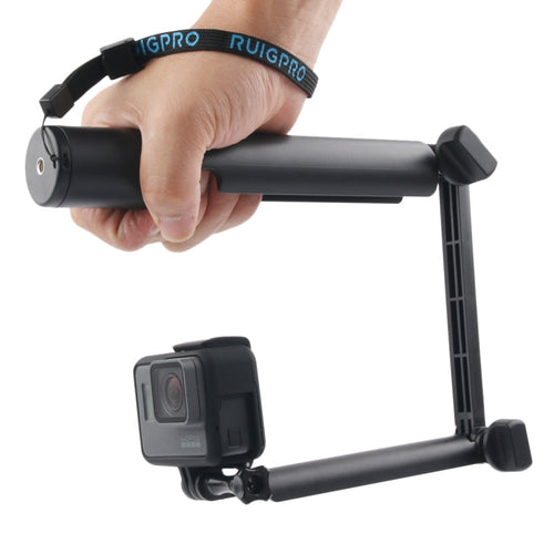 Monopod 3 ทาง + ไม้เซลฟี่แบบเมจิกเมาท์สำหรับ GoPro Hero11 Black / HERO10 Black / HERO9 Black / HERO8 / HERO7 / 6/5/5 เซสชัน / 4 เซสชัน / 4/3+ / 3/2/1, Insta360 ONE R, DJIOsmo Action และกล้องแอคชั่นอื่นๆ ความยาว: 24.5-63 ซม, Length: 24.5-63cm(Black)