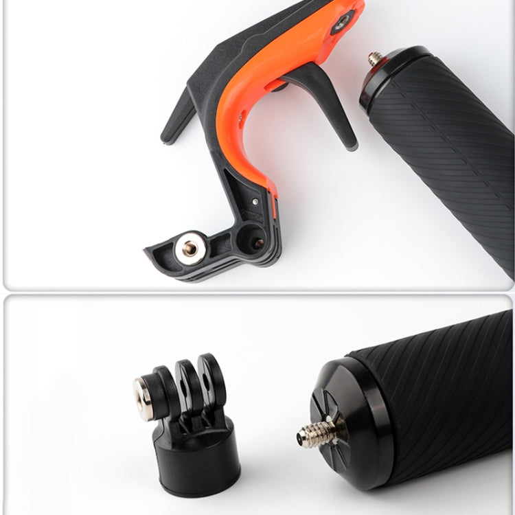 ทริกเกอร์ชัตเตอร์ + มือจับลอยลอยแท่งลอยตัวดำน้ำพร้อมสายรัดป้องกันการสูญหายแบบปรับได้และสกรูและประแจสำหรับ GoPro HERO8 Black