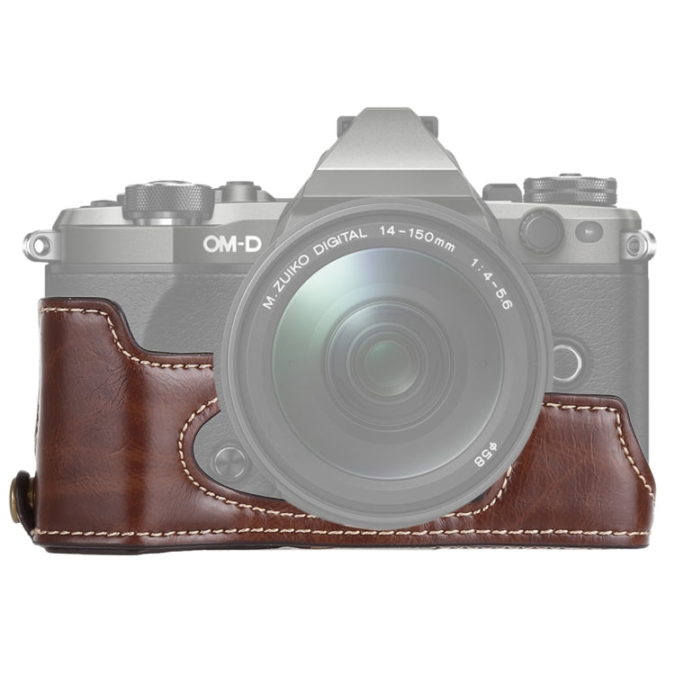 1/4 นิ้วด้ายหนัง PU กล้อง Half Case Base สำหรับ Olympus EM5 / EM5 Mark II, For Olympus EM5