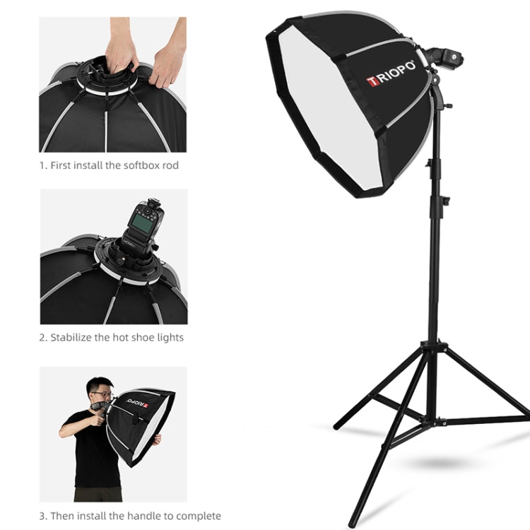 TRIOPO KS90 90 ซม.โดม Speedlite แฟลชแปดเหลี่ยม Parabolic Softbox Diffuser พร้อม Bracket Mount Handle สำหรับ Speedlite, KS90