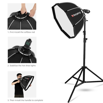 TRIOPO KS90 90 ซม.โดม Speedlite แฟลชแปดเหลี่ยม Parabolic Softbox Diffuser พร้อม Bracket Mount Handle สำหรับ Speedlite, KS90