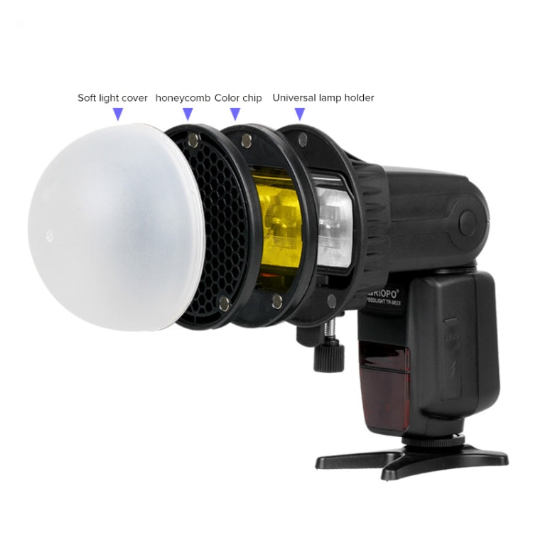 TRIOPO TR-08 แฟลช Speedlite แม่เหล็กรังผึ้งชุดซอฟต์บ็อกซ์พร้อมฟิลเตอร์สีแม่เหล็ก 4 ชิ้น, TR-08