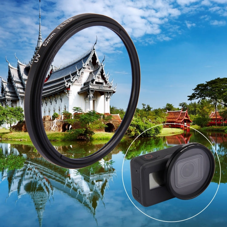 ตัวกรองเลนส์ UV แบบวงกลมขนาด 52 มม. 3 ใน 1 พร้อมฝาปิดสำหรับ GoPro HERO7 Black / 6 /5, 52mm UV Lens