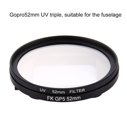 ตัวกรองเลนส์ UV แบบวงกลมขนาด 52 มม. 3 ใน 1 พร้อมฝาปิดสำหรับ GoPro HERO7 Black / 6 /5, 52mm UV Lens