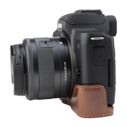 1/4 นิ้วด้ายหนัง PU กล้อง ฐานครึ่งเคสสำหรับ Canon EOS M50 / M50 Mark II, For Canon EOS M50