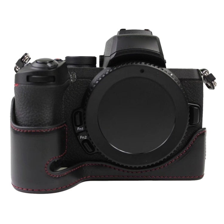1/4 นิ้วด้ายหนัง PU กล้อง ฐานครึ่งเคสสำหรับ Nikon Z50, For Nikon Z50