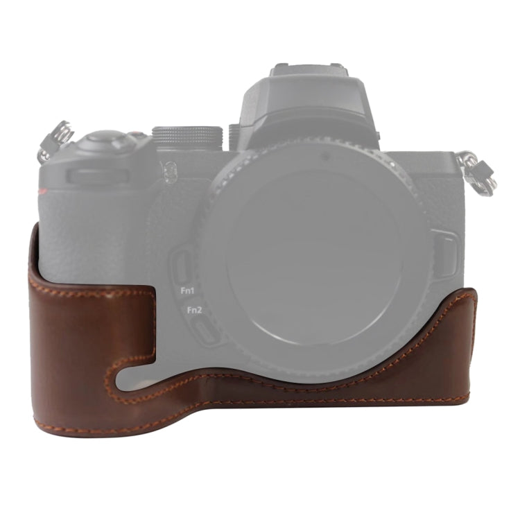 1/4 นิ้วด้ายหนัง PU กล้อง ฐานครึ่งเคสสำหรับ Nikon Z50, For Nikon Z50
