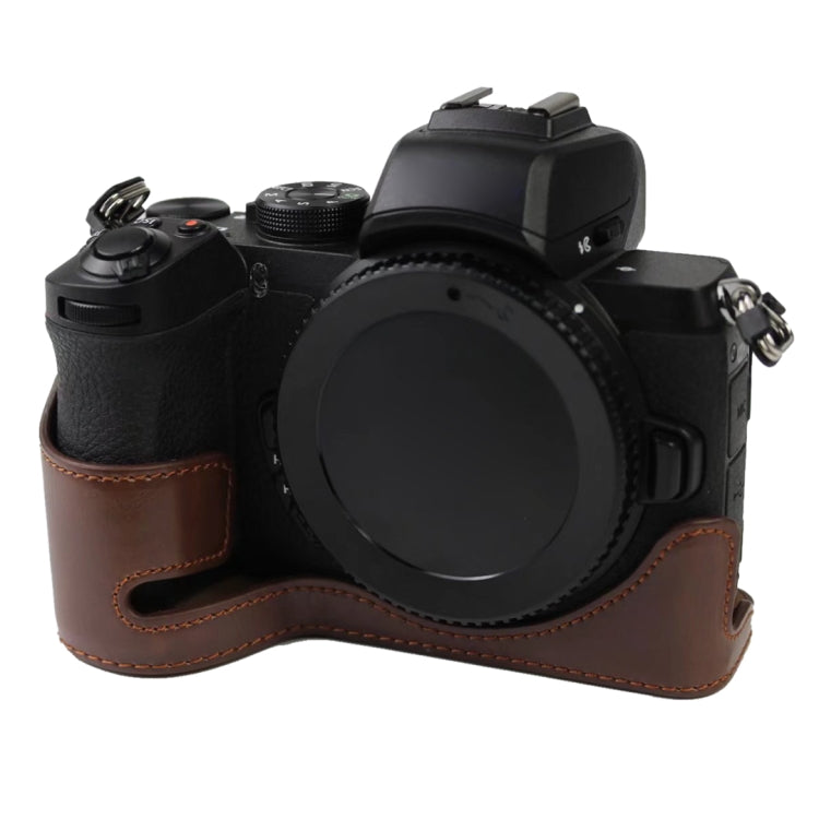 1/4 นิ้วด้ายหนัง PU กล้อง ฐานครึ่งเคสสำหรับ Nikon Z50, For Nikon Z50