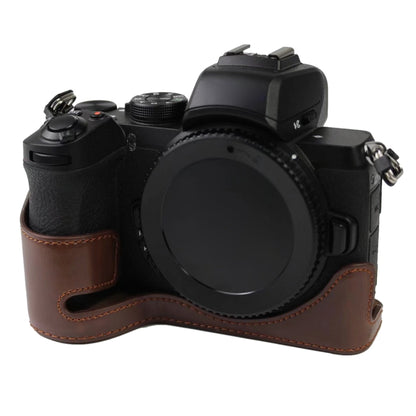 1/4 นิ้วด้ายหนัง PU กล้อง ฐานครึ่งเคสสำหรับ Nikon Z50, For Nikon Z50