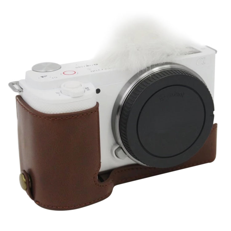 1/4 นิ้วด้ายกล้องหนัง PU ครึ่งกรณีฐานสำหรับ Sony ZV-E10 / ZV-E10L, For Sony ZV-E10