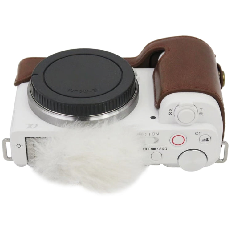 1/4 นิ้วด้ายกล้องหนัง PU ครึ่งกรณีฐานสำหรับ Sony ZV-E10 / ZV-E10L, For Sony ZV-E10