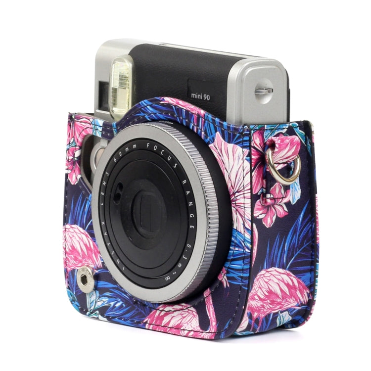 Flamingo รูปแบบ PU หนังป้องกันกระเป๋ากล้องสำหรับ FUJIFILM Instax Mini90 กล้อง, Flamingo