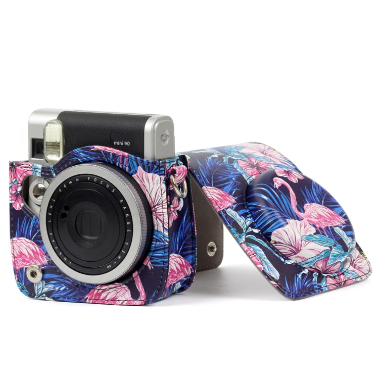 Flamingo รูปแบบ PU หนังป้องกันกระเป๋ากล้องสำหรับ FUJIFILM Instax Mini90 กล้อง, Flamingo