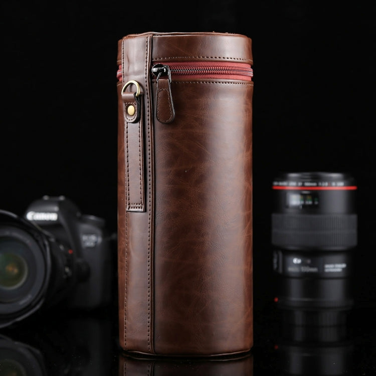 กล่องใส่เลนส์ขนาดใหญ่พิเศษซิปกระเป๋าหนัง PU สำหรับเลนส์กล้อง DSLR ขนาด: 24.5 * 10.5 * 10.5 ซม., 24.5 x 10.5cm (Brown), 24.5 x 10.5cm (Coffee), 24.5 x 10.5cm (Black)
