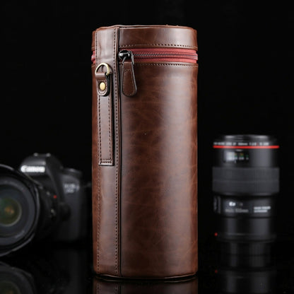 กล่องใส่เลนส์ขนาดใหญ่พิเศษซิปกระเป๋าหนัง PU สำหรับเลนส์กล้อง DSLR ขนาด: 24.5 * 10.5 * 10.5 ซม., 24.5 x 10.5cm (Brown), 24.5 x 10.5cm (Coffee), 24.5 x 10.5cm (Black)