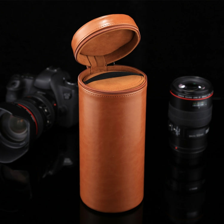 กล่องใส่เลนส์ขนาดใหญ่พิเศษซิปกระเป๋าหนัง PU สำหรับเลนส์กล้อง DSLR ขนาด: 24.5 * 10.5 * 10.5 ซม., 24.5 x 10.5cm (Brown), 24.5 x 10.5cm (Coffee), 24.5 x 10.5cm (Black)