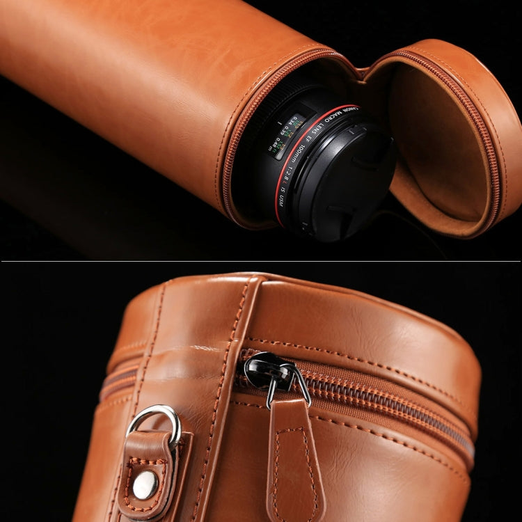 กล่องใส่เลนส์ขนาดใหญ่พิเศษซิปกระเป๋าหนัง PU สำหรับเลนส์กล้อง DSLR ขนาด: 24.5 * 10.5 * 10.5 ซม., 24.5 x 10.5cm (Brown), 24.5 x 10.5cm (Coffee), 24.5 x 10.5cm (Black)