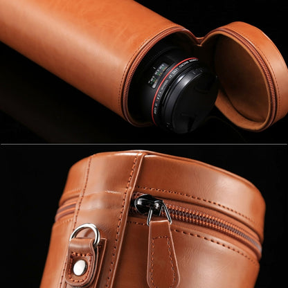 กล่องใส่เลนส์ขนาดใหญ่พิเศษซิปกระเป๋าหนัง PU สำหรับเลนส์กล้อง DSLR ขนาด: 24.5 * 10.5 * 10.5 ซม., 24.5 x 10.5cm (Brown), 24.5 x 10.5cm (Coffee), 24.5 x 10.5cm (Black)