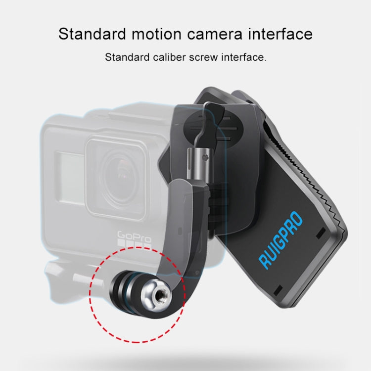 RUIGPRO การหมุน 360 องศากระเป๋าเป้สะพายหลัง J-Type Rec-Mounts คลิปหนีบ Mount พร้อมสกรูสำหรับ GoPro HERO9 Black / HERO8 Black / HERO7 / 6/5, DJI Osmo Action, Xiaoyi และกล้องแอ็คชั่นอื่น ๆ