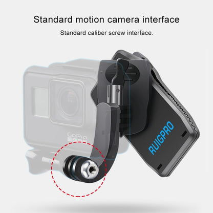 RUIGPRO การหมุน 360 องศากระเป๋าเป้สะพายหลัง J-Type Rec-Mounts คลิปหนีบ Mount พร้อมสกรูสำหรับ GoPro HERO9 Black / HERO8 Black / HERO7 / 6/5, DJI Osmo Action, Xiaoyi และกล้องแอ็คชั่นอื่น ๆ