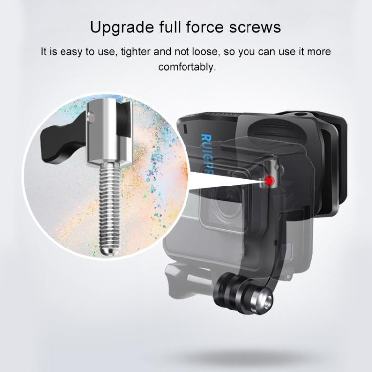 RUIGPRO การหมุน 360 องศากระเป๋าเป้สะพายหลัง J-Type Rec-Mounts คลิปหนีบ Mount พร้อมสกรูสำหรับ GoPro HERO9 Black / HERO8 Black / HERO7 / 6/5, DJI Osmo Action, Xiaoyi และกล้องแอ็คชั่นอื่น ๆ