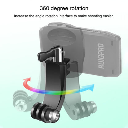 RUIGPRO การหมุน 360 องศากระเป๋าเป้สะพายหลัง J-Type Rec-Mounts คลิปหนีบ Mount พร้อมสกรูสำหรับ GoPro HERO9 Black / HERO8 Black / HERO7 / 6/5, DJI Osmo Action, Xiaoyi และกล้องแอ็คชั่นอื่น ๆ